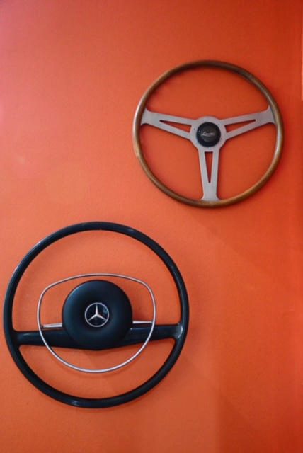 Classic wood-rim steering wheel at Bekardi Garage Houston