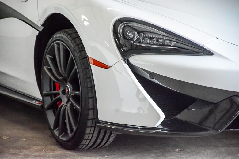 White European sports car front detail at Bekardi Garage Houston